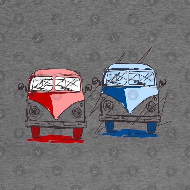 Red and blue coupel cars by dasveg